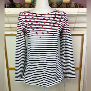 Joules NWOT heavy cotton sailor shirt w/pink strawberries French chic